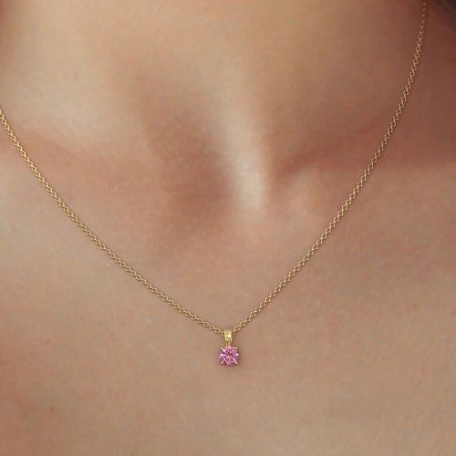 Solitaire Birthstone Necklace and Earrings Set – Sterling Silver with Ruby
