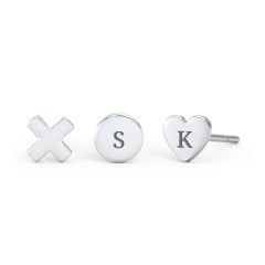 Engravable Hugs & Kisses Earring Stack - Set of 3