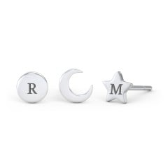 Engravable Celestial Stud Earrings Stack - Set of 3