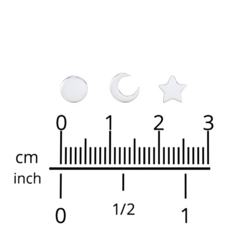 Engravable Celestial Stud Earrings Stack - Set of 3