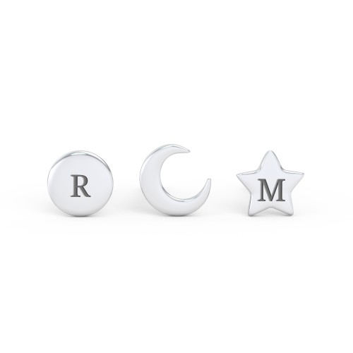 Engravable Celestial Stud Earrings Stack - Set of 3 – Sterling Silver