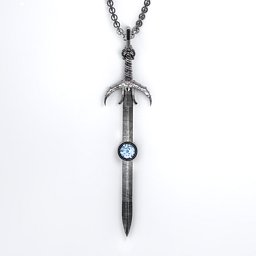 Carmilla - Sword of Hastur Pendant with Gemstone in 925 Sterling Silver with Aquamarine