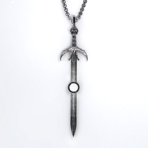 Carmilla - Sword of Hastur Pendant with Gemstone – Sterling Silver with Opal