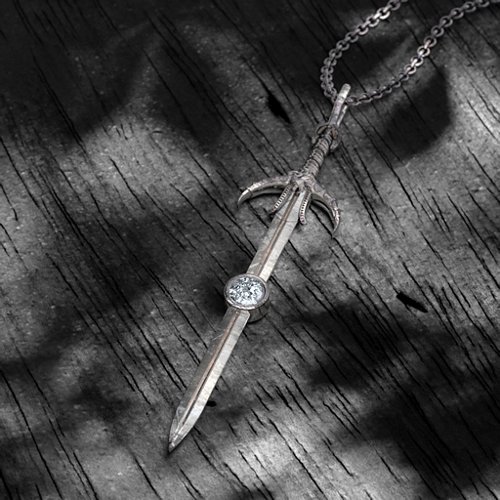 Carmilla - Sword of Hastur Pendant with Gemstone – Sterling Silver with Cubic Zirconia