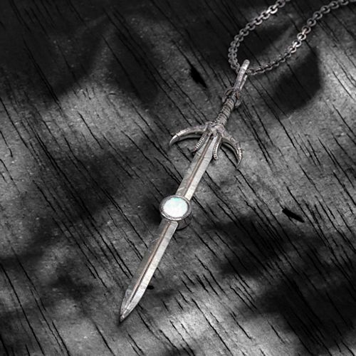 Carmilla - Sword of Hastur Pendant with Gemstone – Sterling Silver with Opal
