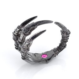 Carmilla - Claw Ring with Hidden Gemstone in 925 Sterling Silver with Pink Tourmaline