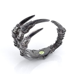 Carmilla - Claw Ring with Hidden Gemstone in 925 Sterling Silver with Peridot