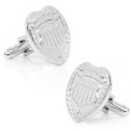 Silver Police Badge Cufflinks in