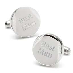 Engravable Baseball Cufflinks in Stainless Steel