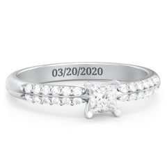 1/4 ct. Princess Gemstone Engagement Ring with Double Row Accents