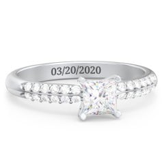 1/2 ct. Princess Gemstone Engagement Ring with Double Row Accents