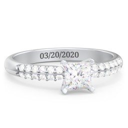 1/2 ct. Princess Gemstone Engagement Ring with Double Row Accents