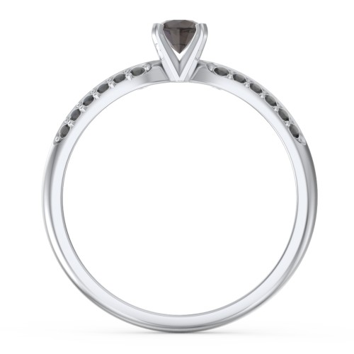1/4 ct. Round Gemstone Engagement Ring with Double Row Accents