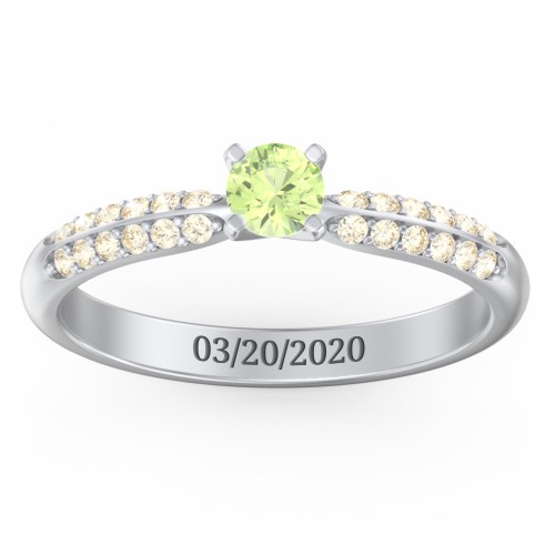 1/4 ct. Round Gemstone Engagement Ring with Double Row Accents