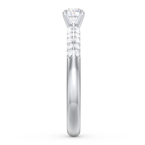 1/4 ct. Round Gemstone Engagement Ring with Double Row Accents – Sterling Silver with Lab Diamond and Diamond