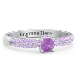 1/4 ct. Round Gemstone Peek-A-Boo Engagement Ring with Double Row Accents