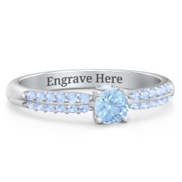 1/4 ct. Round Gemstone Peek-A-Boo Engagement Ring with Double Row Accents