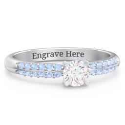 1/3 ct. Round Gemstone Engagement Ring with Double Row Accents