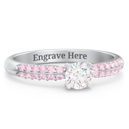 1/3 ct. Round Gemstone Engagement Ring with Double Row Accents