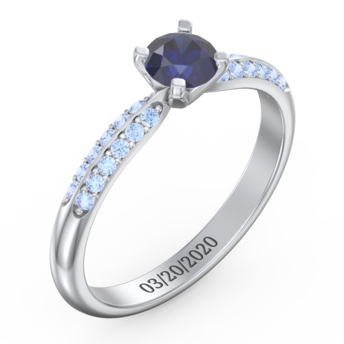 1/2 ct. Round Gemstone Engagement Ring with Double Row Accents