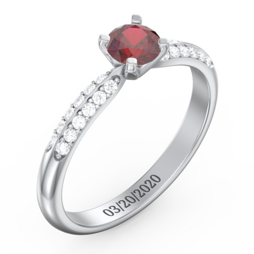 1/2 ct. Round Gemstone Engagement Ring with Double Row Accents