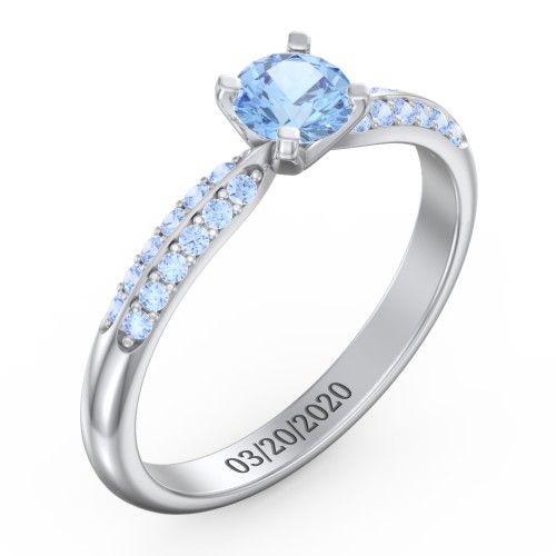 1/2 ct. Round Gemstone Engagement Ring with Double Row Accents