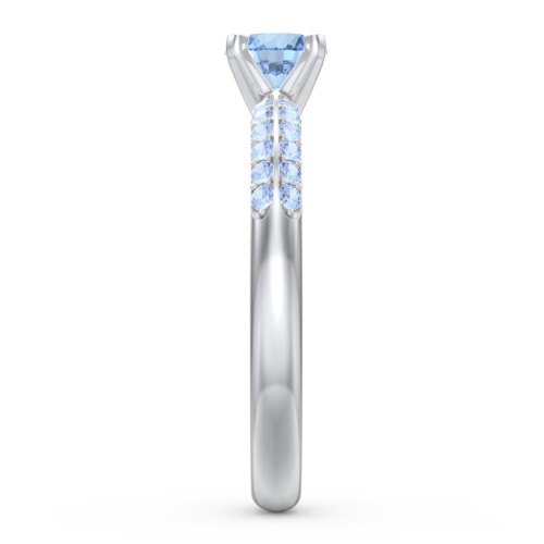 1/2 ct. Round Gemstone Engagement Ring with Double Row Accents
