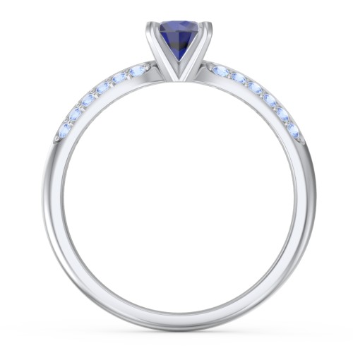 1/2 ct. Round Gemstone Engagement Ring with Double Row Accents
