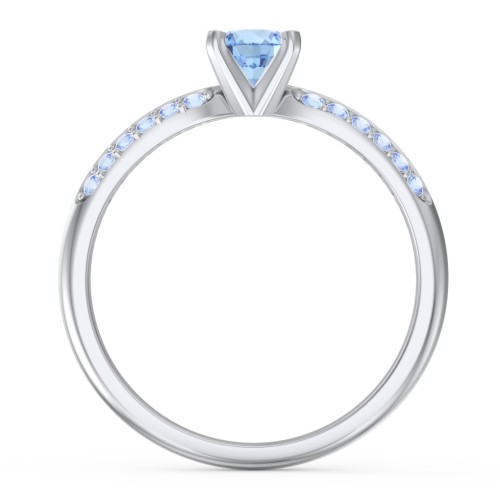 1/2 ct. Round Gemstone Engagement Ring with Double Row Accents