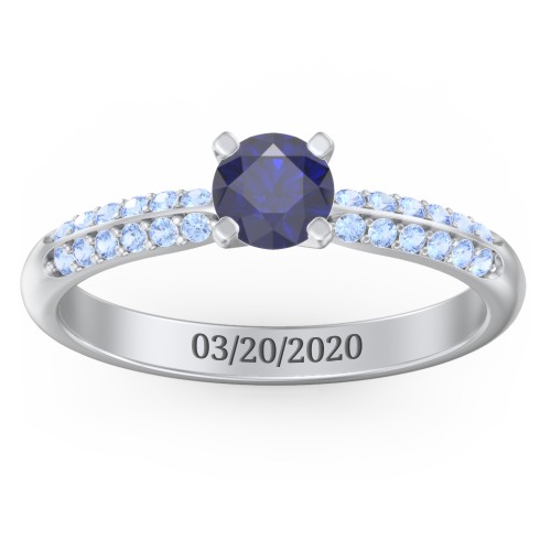 1/2 ct. Round Gemstone Engagement Ring with Double Row Accents