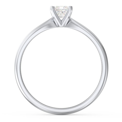 1/4 ct. Princess Gemstone Engagement Ring with Tapered Band – Sterling Silver with Diamond