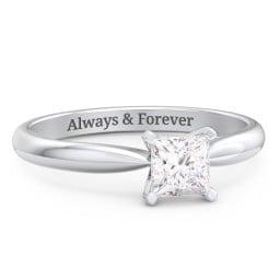 1/2 ct. Princess Gemstone Engagement Ring with Tapered Band