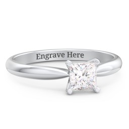 1/2 ct. Princess Gemstone Engagement Ring with Tapered Band in 925 Sterling Silver with White Premium Zirconia