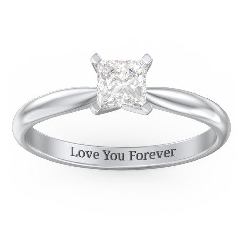 1/2 ct. Princess Gemstone Engagement Ring with Tapered Band