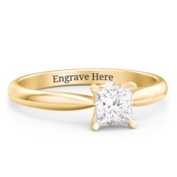 1/2 ct. Princess Gemstone Peek-A-Boo Engagement Ring with Tapered Band