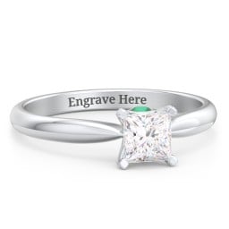 1/2 ct. Princess Gemstone Peek-A-Boo Engagement Ring with Tapered Band