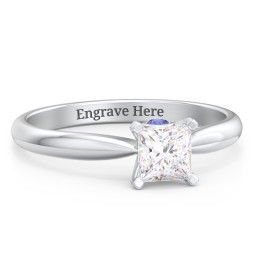 1/2 ct. Princess Gemstone Peek-A-Boo Engagement Ring with Tapered Band