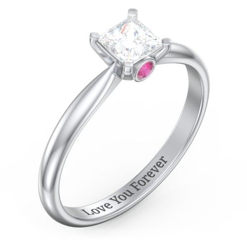 1/2 ct. Princess Gemstone Peek-A-Boo Engagement Ring with Tapered Band