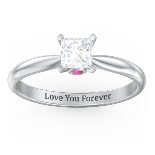1/2 ct. Princess Gemstone Peek-A-Boo Engagement Ring with Tapered Band