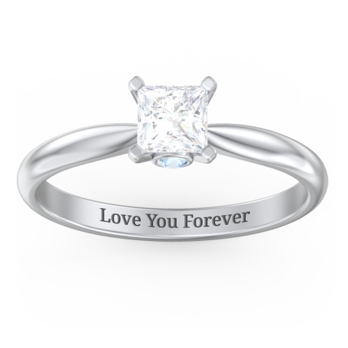 1/2 ct. Princess Gemstone Peek-A-Boo Engagement Ring with Tapered Band