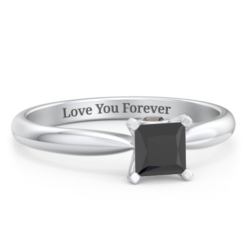 1/2 ct. Princess Gemstone Peek-A-Boo Engagement Ring with Tapered Band