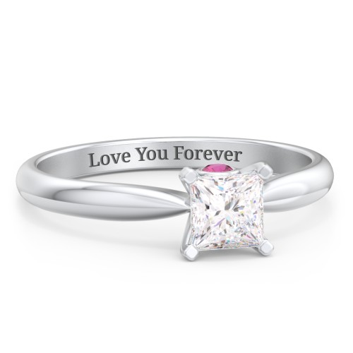 1/2 ct. Princess Gemstone Peek-A-Boo Engagement Ring with Tapered Band
