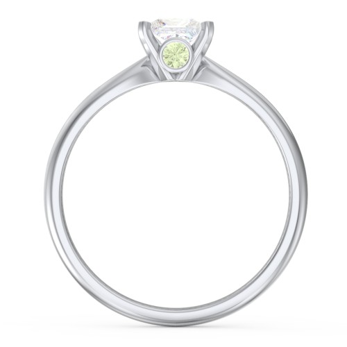 1/2 ct. Princess Gemstone Peek-A-Boo Engagement Ring with Tapered Band – Sterling Silver with White Premium Zirconia and Peridot