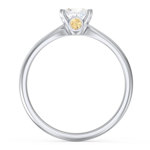 1/2 ct. Princess Gemstone Peek-A-Boo Engagement Ring with Tapered Band – Sterling Silver with White Premium Zirconia and Citrine