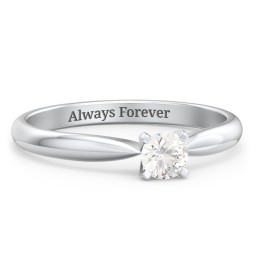 1/4 ct. Round Gemstone Engagement Ring with Tapered Band in 925 Sterling Silver with Cubic Zirconia