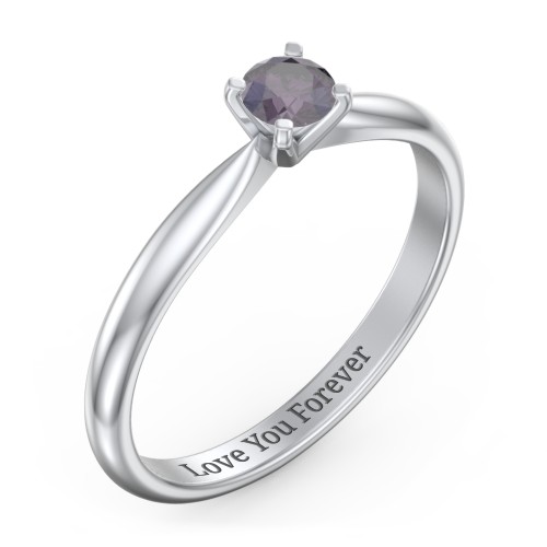 1/4 ct. Round Gemstone Engagement Ring with Tapered Band