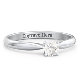 1/4 ct. Round Gemstone Engagement Ring with Tapered Band in 925 Sterling Silver with Cubic Zirconia