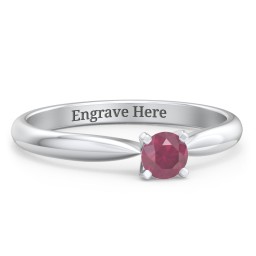1/4 ct. Round Gemstone Engagement Ring with Tapered Band in 925 Sterling Silver with Ruby