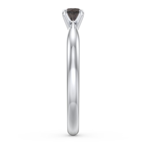 1/4 ct. Round Gemstone Engagement Ring with Tapered Band – Sterling Silver with Smokey Quartz
