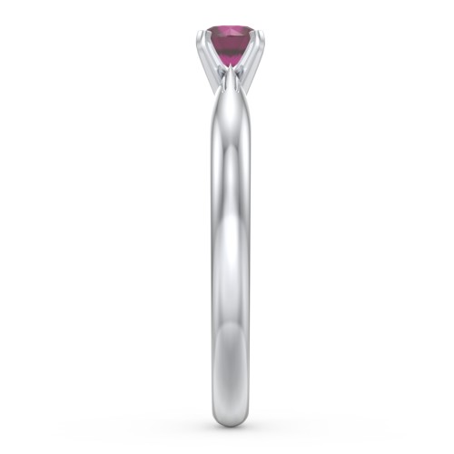 1/4 ct. Round Gemstone Engagement Ring with Tapered Band – Sterling Silver with Ruby